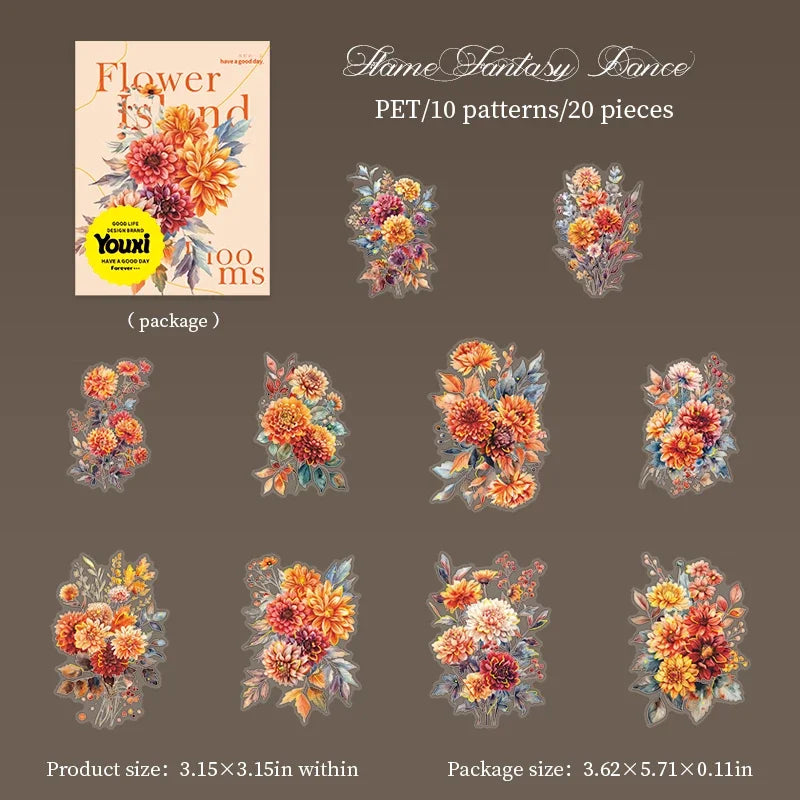 sticker fleur vintage blanc bleu floral manuel papier opacité 145 95mm