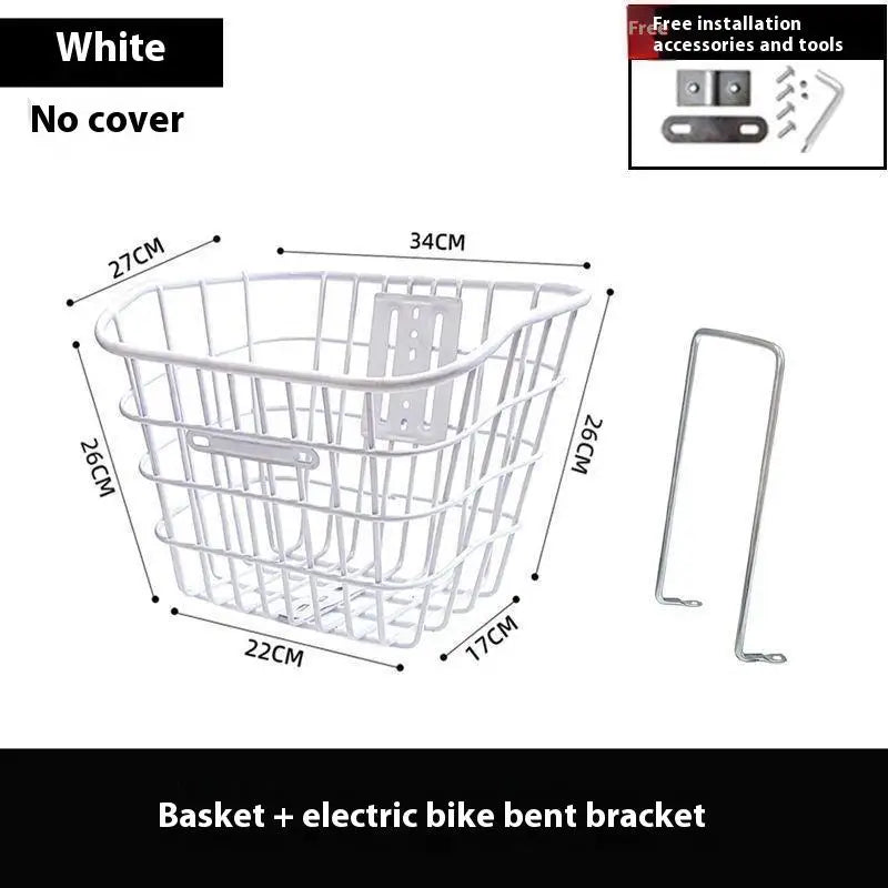 panier vélo noir blanc gris maille métallique moderne clips fixation poignée extra large