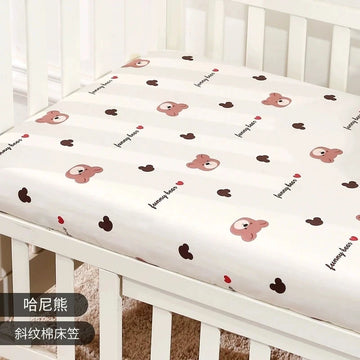 drap housse lit bébé coton polyester blanc bleu orange gris rose dessins animaux moderne