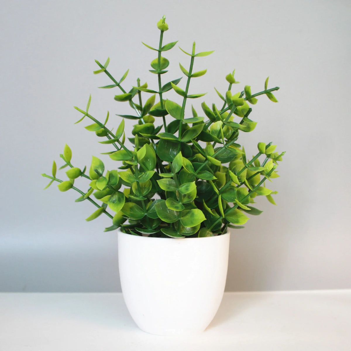 plantes artificielles vertes modernes décoration intérieure extérieure pot blanc feuilles fines exposition ordinateur