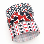 ruban gros grain motif cartes poker blanc rouge noir couture artisanat décoration