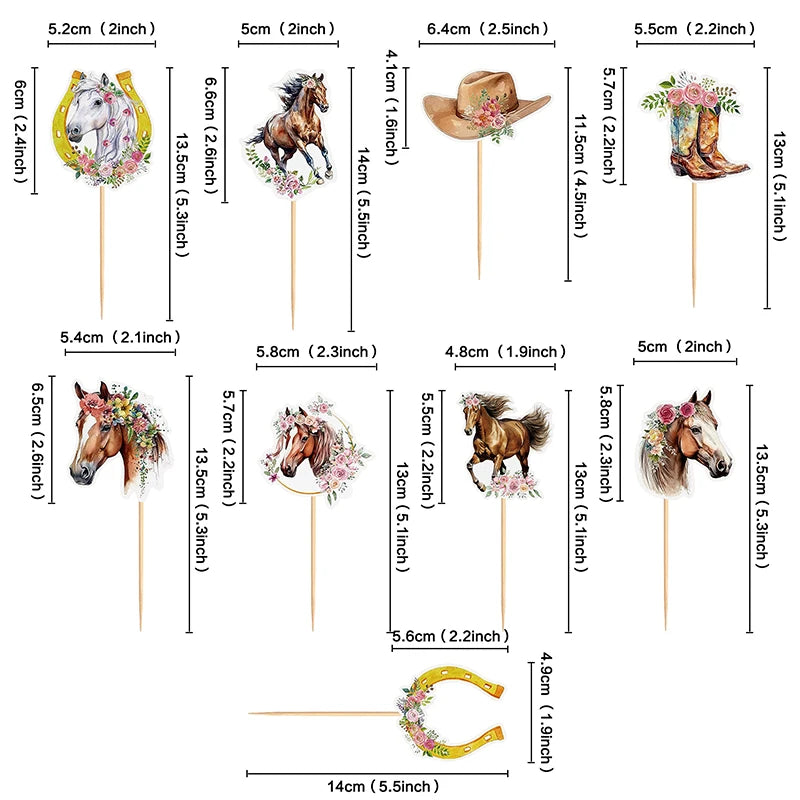 décorations cupcakes chevaux mouvement piques bois occasion anniversaire mariage fêtes enfants illustration réaliste
