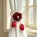 accessoires fenetre decoratifs fleurs rouge blanc bleu noir vert violet 25cm anneaux métalliques
