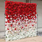 panneau floral decoratif blanc rouge fleurs artificielles toile fond mariage mur fleurs decoratif