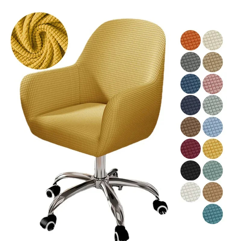 chaise moderne couverture tissu carreaux beige clair protection polyester elasthanne