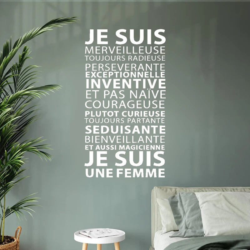 Sticker mural femme français pour chambre fille