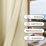 rideau extérieur water resistant beige uni moderne tringle métalliques pergola patio