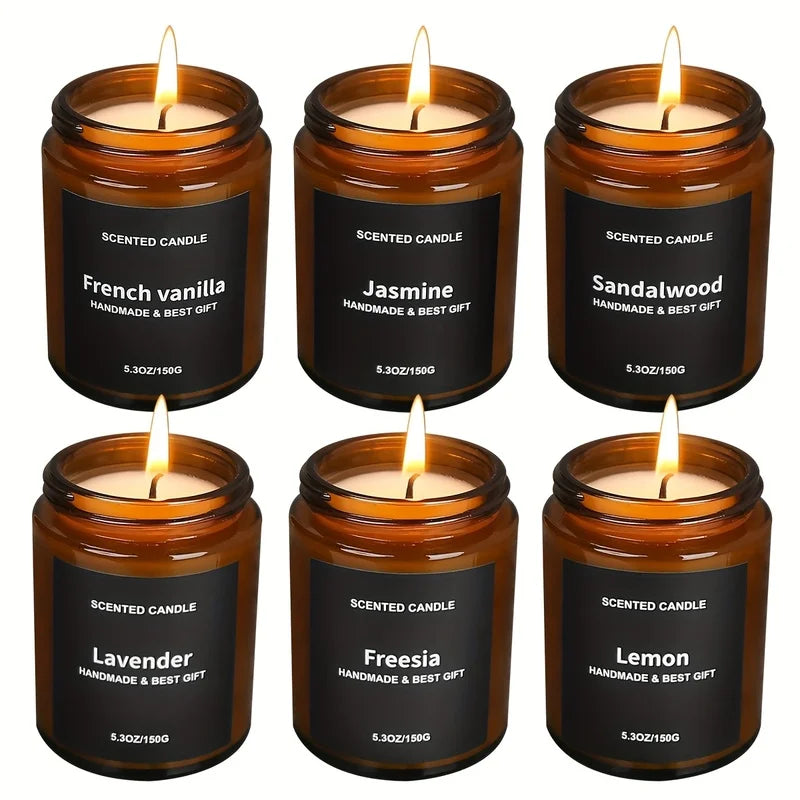 bougies parfumées aromathérapie marron clair sans motif moderne 35 heures soja vanille jasmin citron