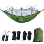 hamac camping extérieur portable deux personnes vert olive camouflage simple moustiquaire polyester robuste
