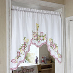 rideau fenêtre floral fruité bordure rayée semi transparent tringle chambre cuisine
