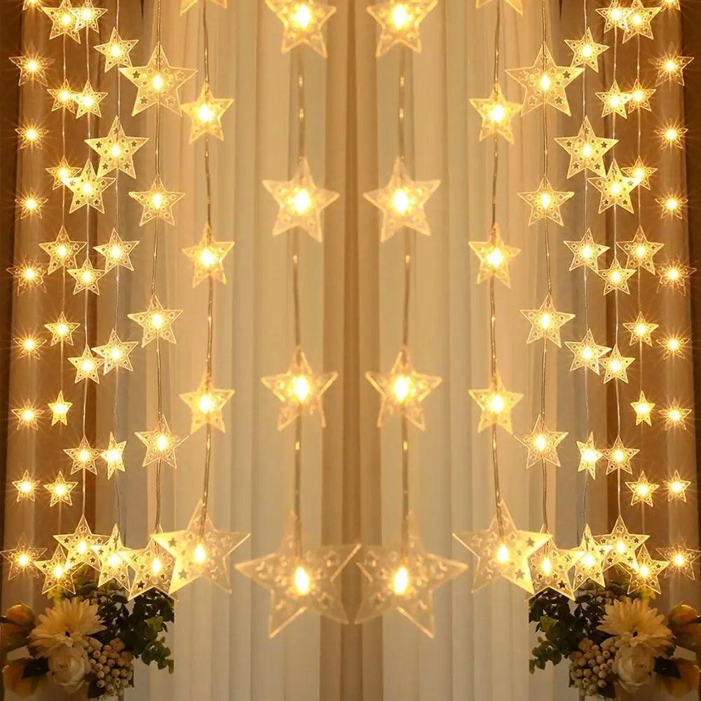 guirlande lumineuse étoiles blanc doré moderne télécommande usb batterie