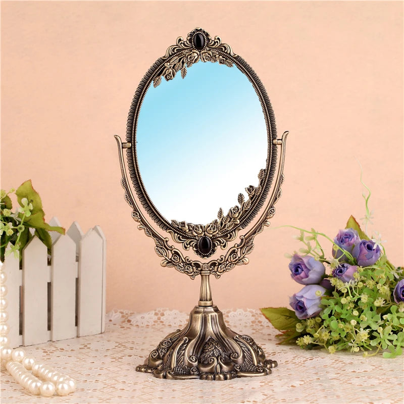 miroir ovale or floral classique dressing sans luminaire rotationnable maison