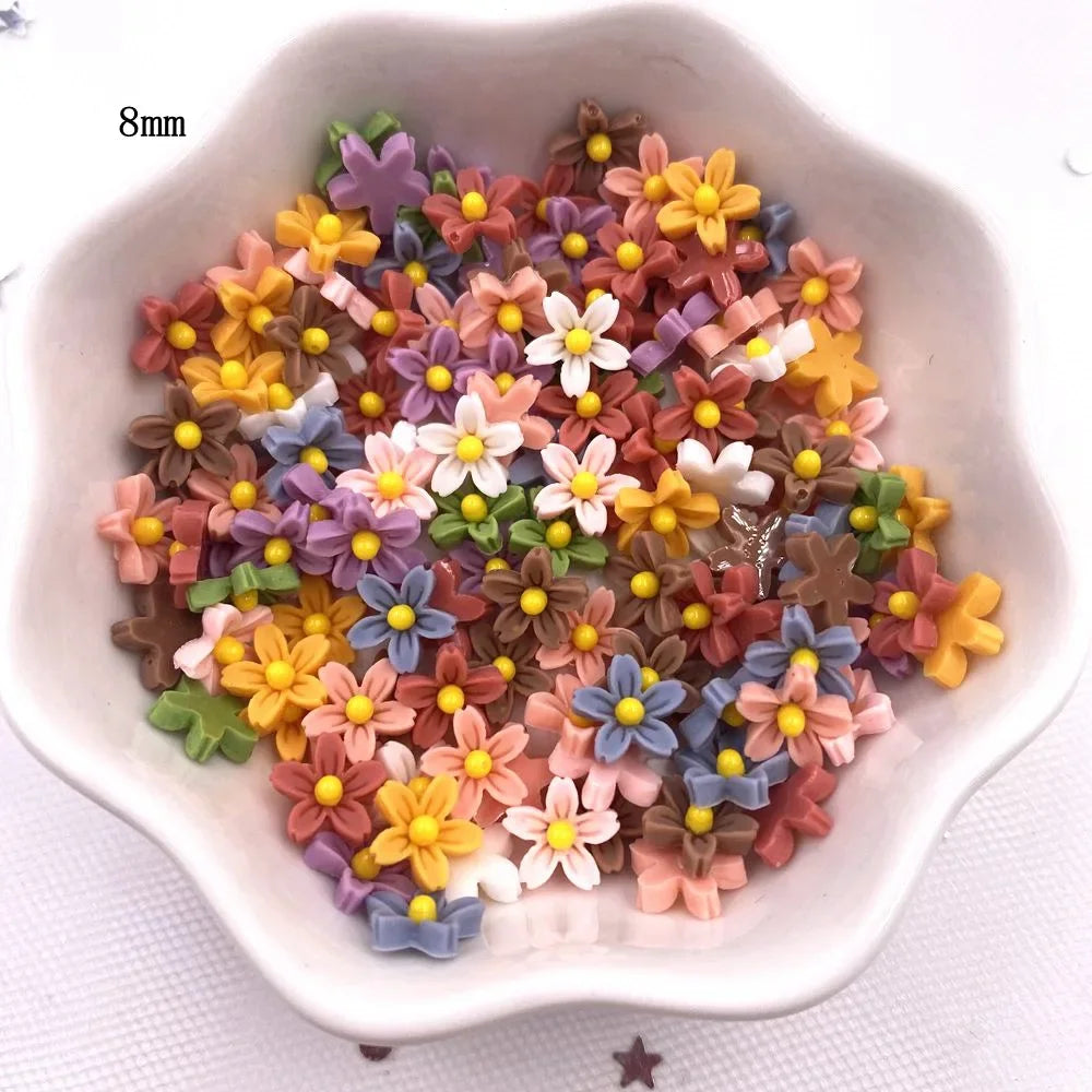 pierres précieuses artificielles multicolores fleurs miniatures résine décoratives 8mm occasionnelles anniversaires mariages fêtesscrição nail