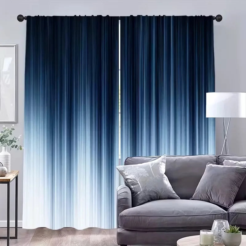 rideau moderne ombre chromatique bleu foncé clair 100 polyester opaques anneaux 60x150cm chambre salon