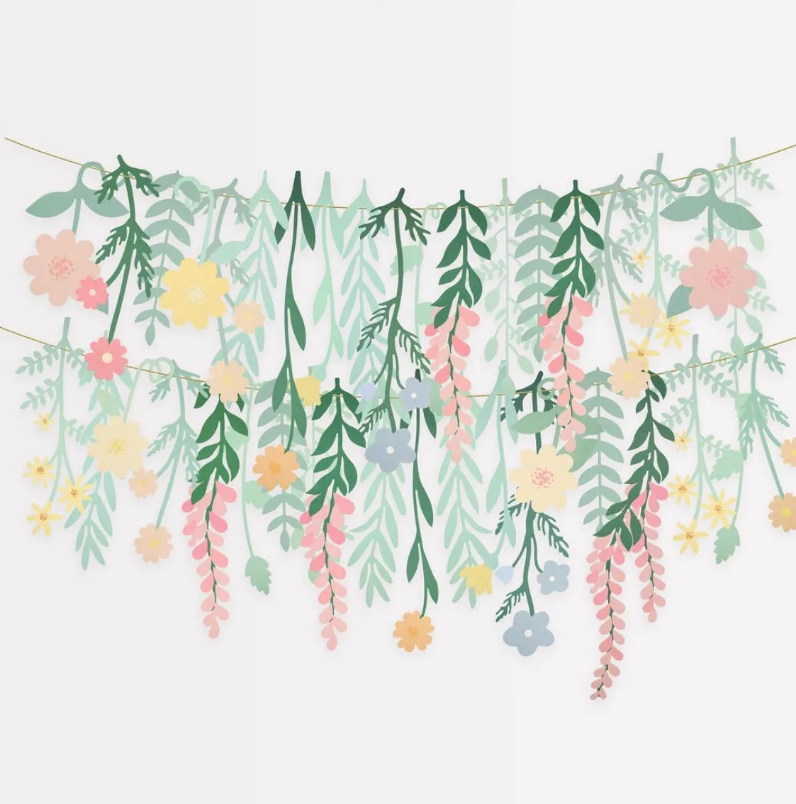 guirlande fleurs papier vert rose jaune gris anniversaire decoration mariage floral
