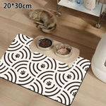 tapis nourrir animal blanc gris motif géométrique moderne anti dérapant deux bols métal