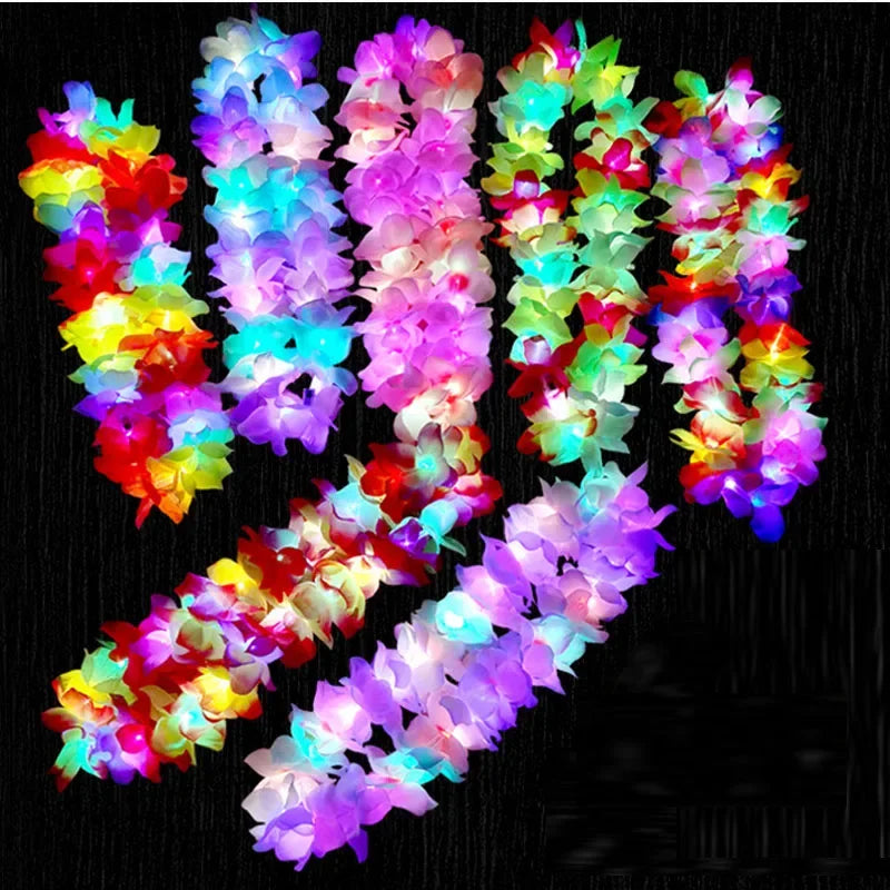 guirlande fleurs lumineuses multicolores décoratives festives hawaiiannes hula dance anniversaire fete anniversaire noel mariage