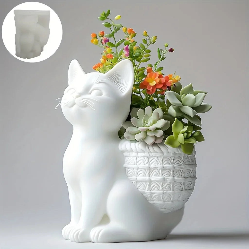 moule silicone cache pot crâne fleurs décoratif résine plante succulente jardin objet artisanal noir
