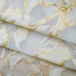 tissu polyester blanc doré marbré moderne résistance intempéries couture décoration 140cm respectueux environnement