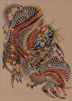 tattoo temporaire tatouage japonais dragon femme fleur noir blanc rouge vert bleu or