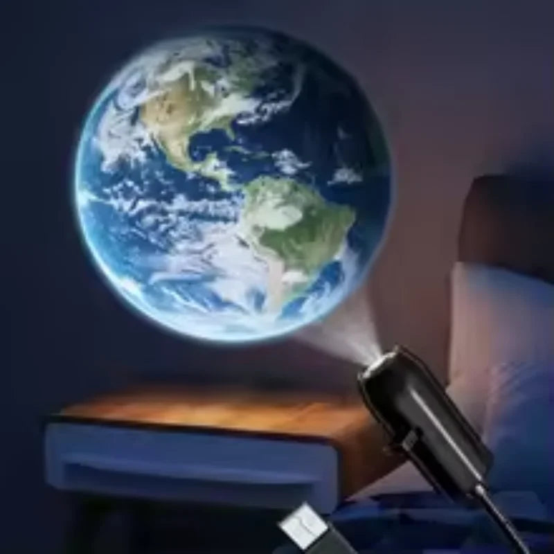 projecteur image lune terre veilleuse usb chambre enfant moderne ambiance noir