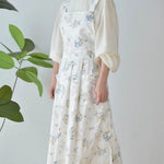 tablier coton fleurs vintage beige poche romantique opacité fixations élastiques cuisineversible