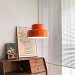 suspension lumineuse moderne deux abatjour orange noir rétro salon étude