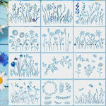 stencils peinture fleurs motifs floraux art floral naturel minimaliste couleurs variées usage multiple