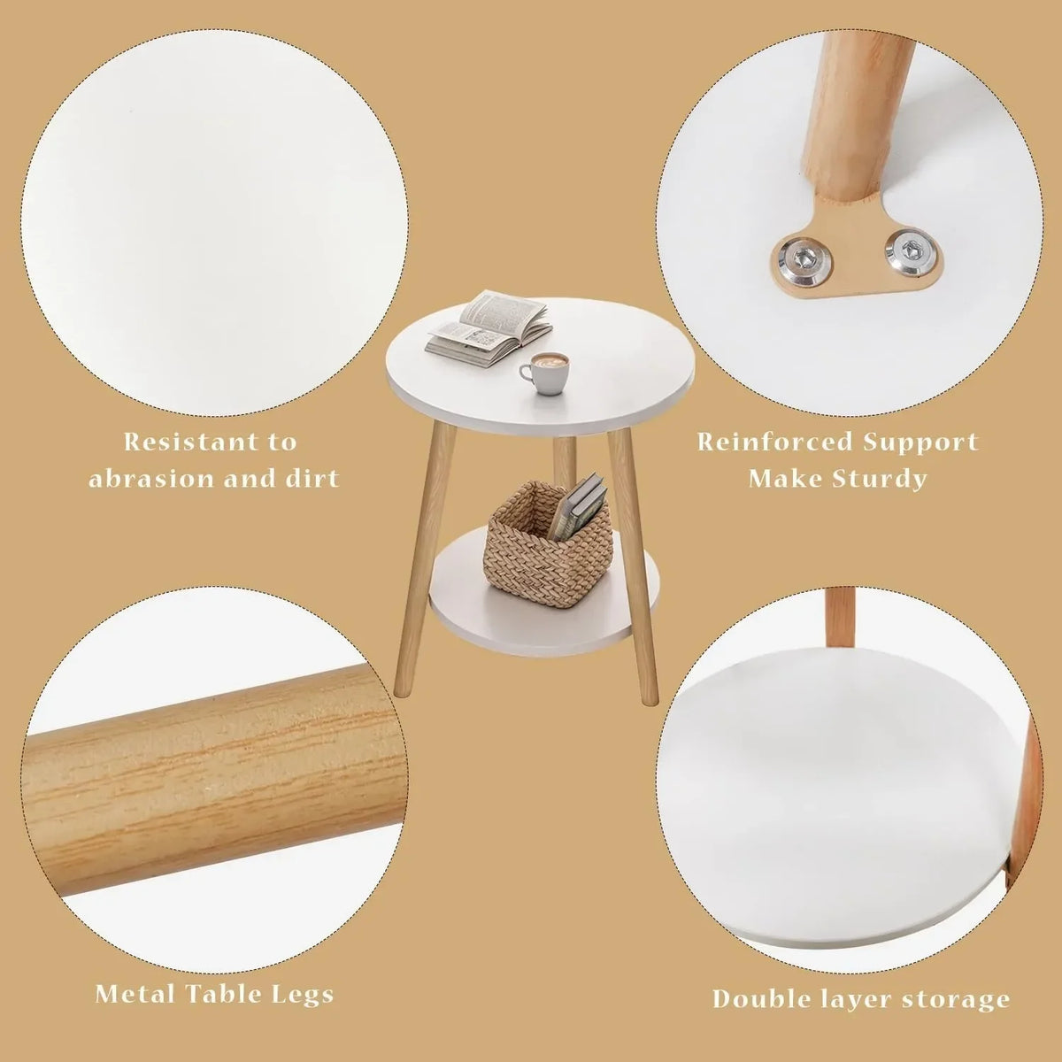 table ronde moderne étagère bois clair scandinave hauteur 55cm diamètre 38cm