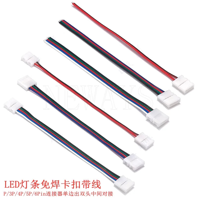 connecteurs câble led blanc rouge noir vert bleu 2p 3p 4p 5p 6p adhésifs