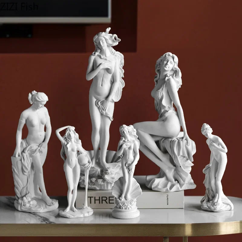 statue déesse vénus résine art classique figurine femme nue pose antique decoration