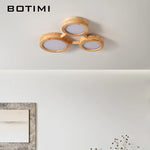 plafonnier bois massif moderne éclairage surface rond led naturel minimaliste