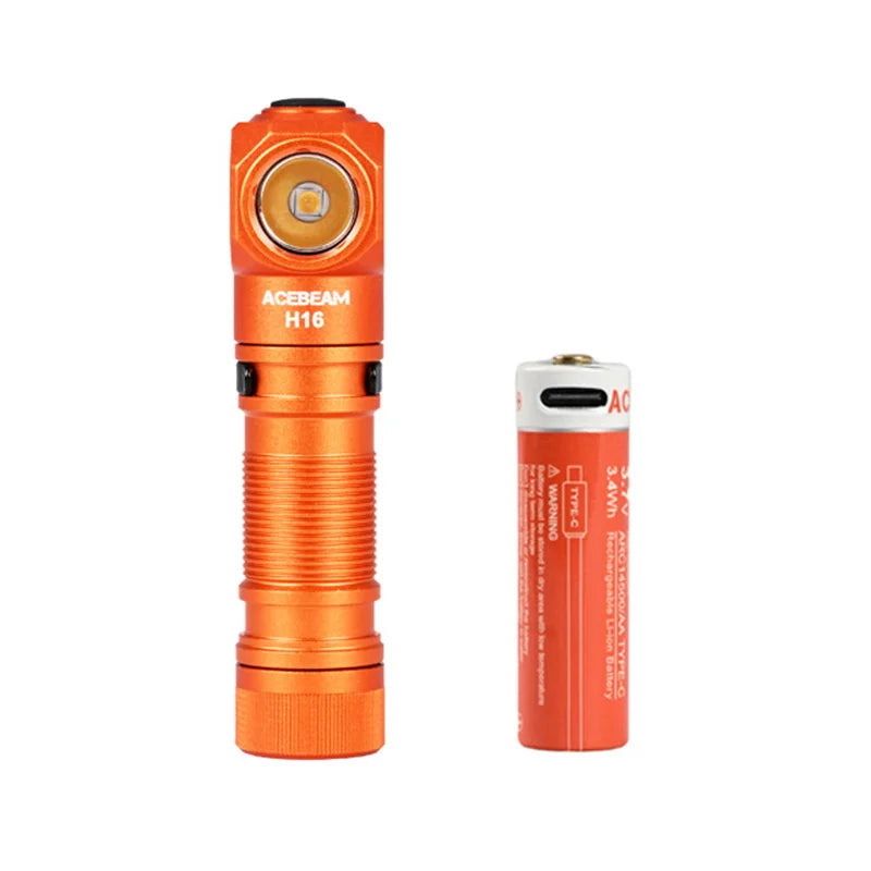 lampe frontale rechargeable 1000 lumens led orange noir moderne compact