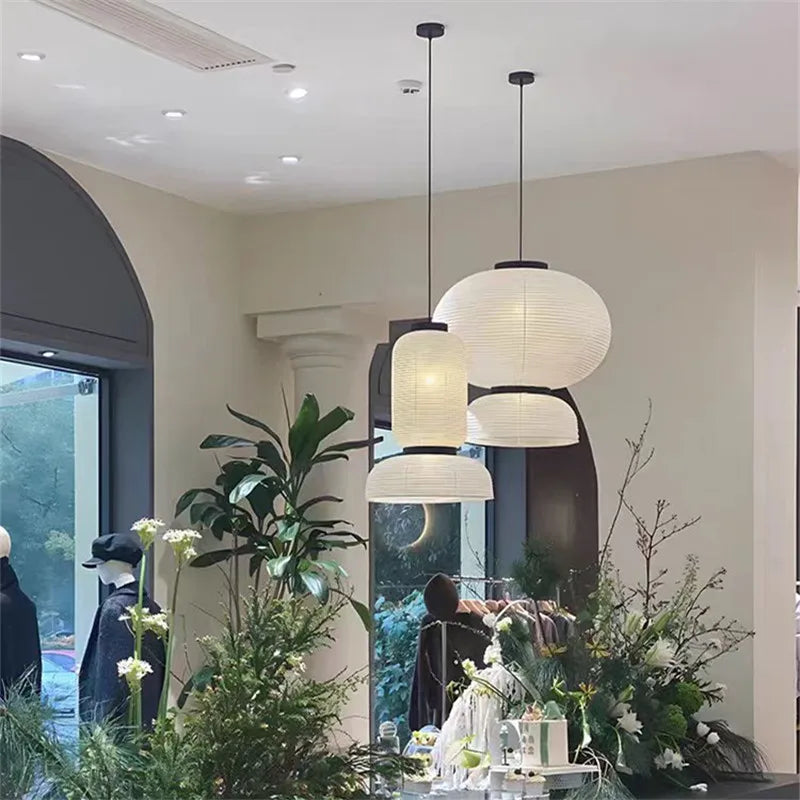 suspension lumineuse moderne blanc rayures horizontales opacite cable noir 2000 82000lm 90 260v