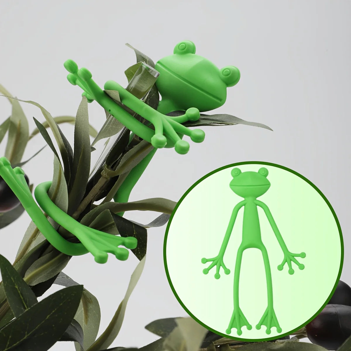 support plante forme grenouille verte plastique pattes articulées mignon adhésif 12 pièces