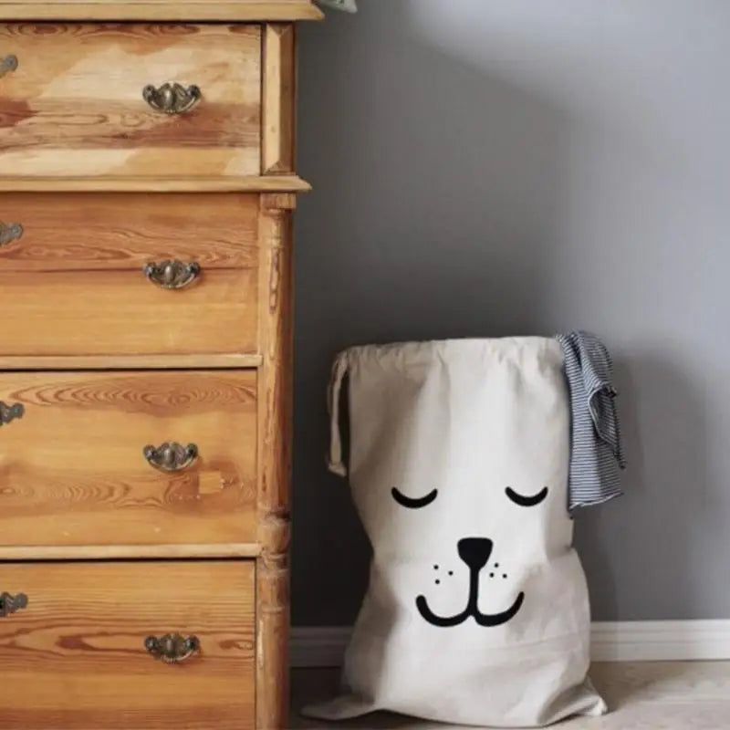 sacs cordons blancs motifs animaux ours chien panda enfants rangement chambre coucher
