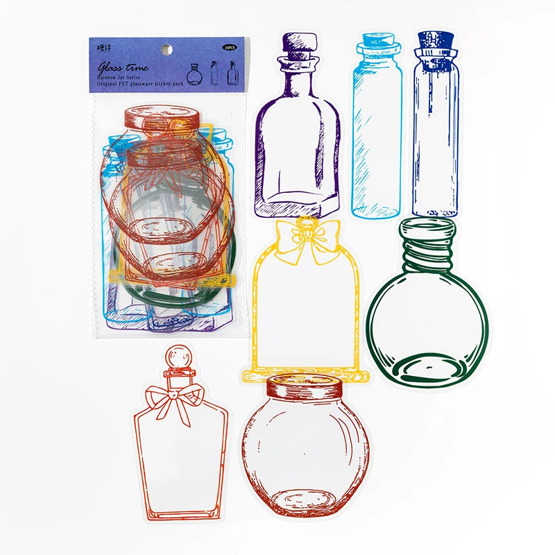 autocollants transparents motifs colorés artisanat scrapbooking diy étiquettes fleurs papillons champignons 14 pièces