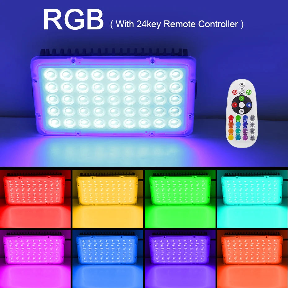 projecteur led rgb ip66 moderne télécommande 220v 100w 200w extérieur aluminium