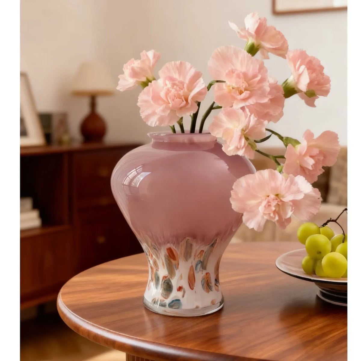vase moderne transparent dégradé rose abstrait intérieur arrangement floraltouches couleur formes irrégulières