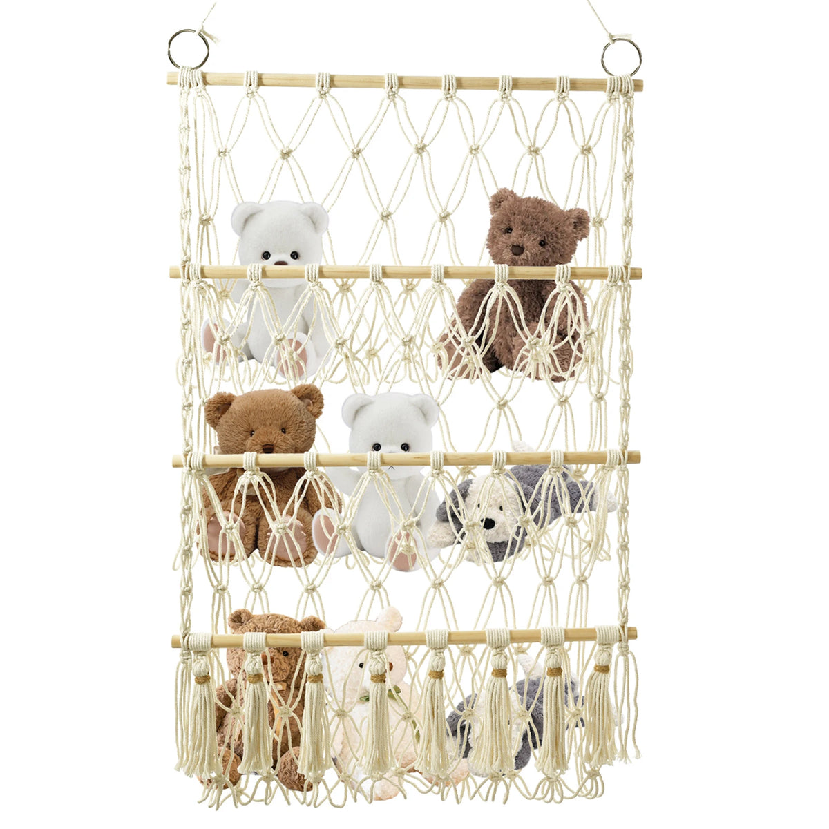 sac filet mural boho clips coton respectueux environnement peluche rangement derrière porte