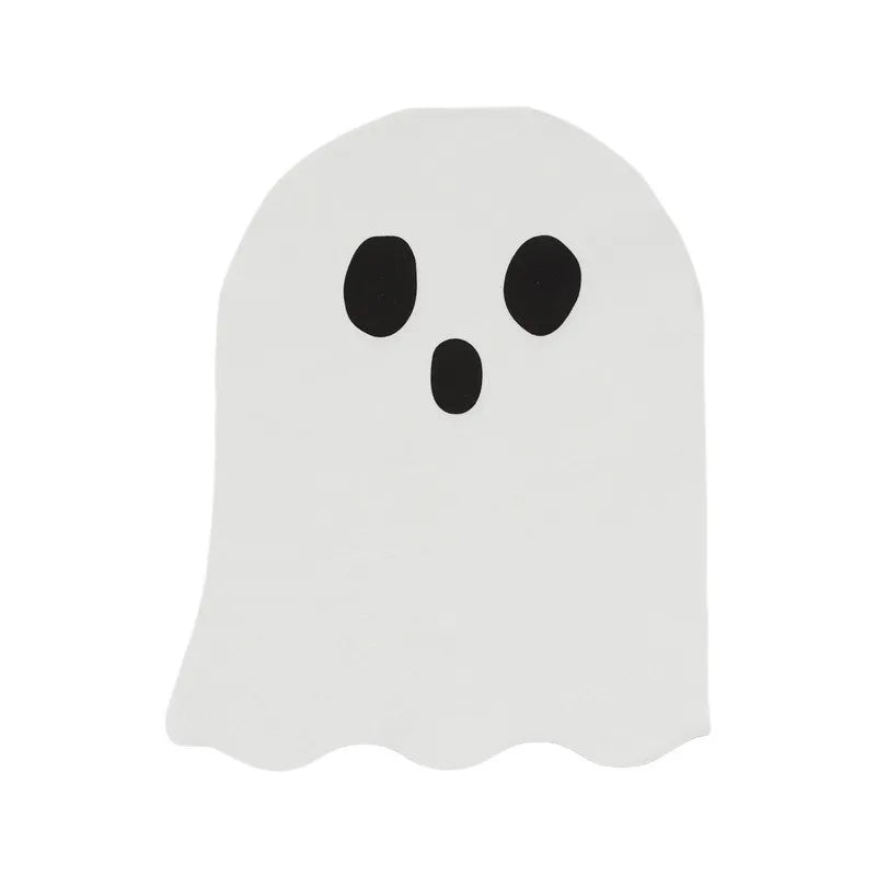 serviettes fantôme halloween blanc noir yeux minimaux cuisine jetables assiettes couverts pack fantômes