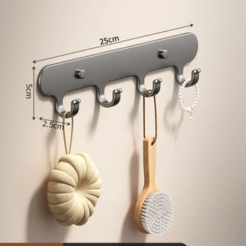 porte serviettes mural gris métallisé moderne 50cm large vis fixations utilisation multiple chambre cuisine