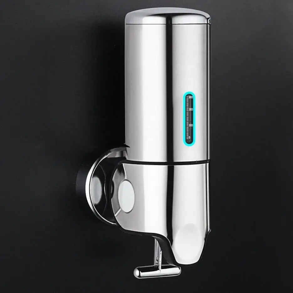 distributeur savon liquide argenté moderne poignée capuchon minimaliste chambre bain