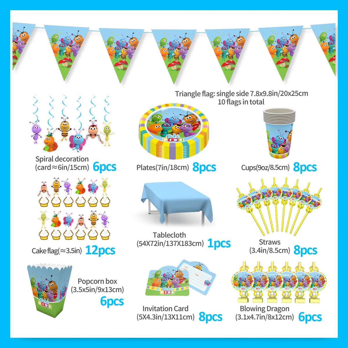 assiettes jetables anniversaire enfants dessins animés fleurs papillons couleurs unies star festive