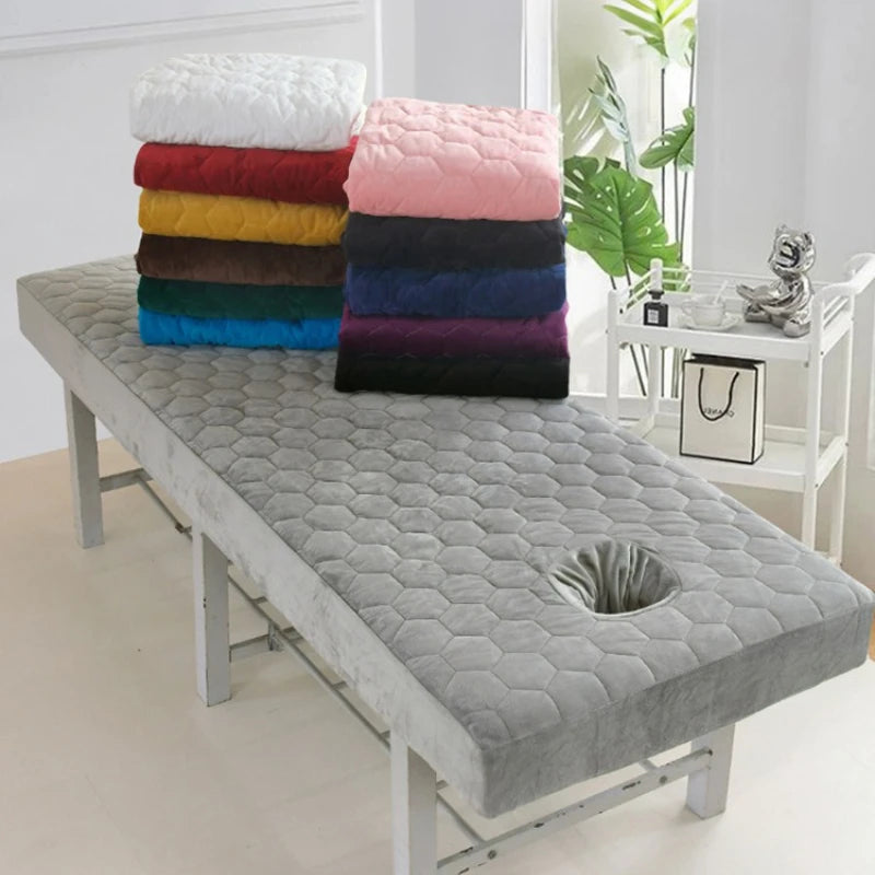 couvre lit massage lit adulte polyester motif hexagonal gris moderne