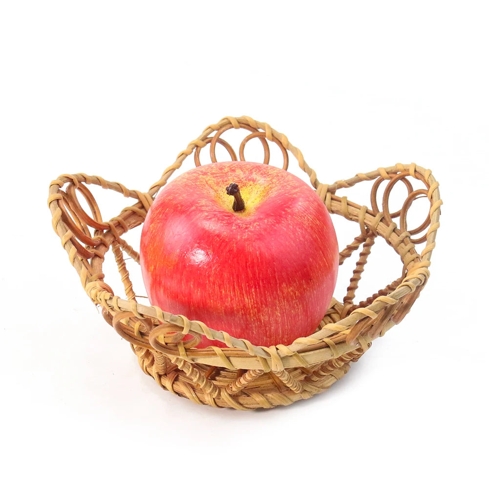 panier tressé rotin rustique rangement fruits écologique naturel maison cuisine dessert snacks beige marron