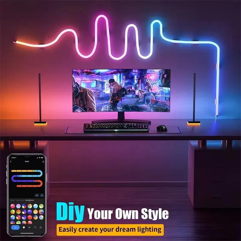 ruban led néon multicolore synchronisation bluetooth adhésif lisse moderne lumières fixations USB