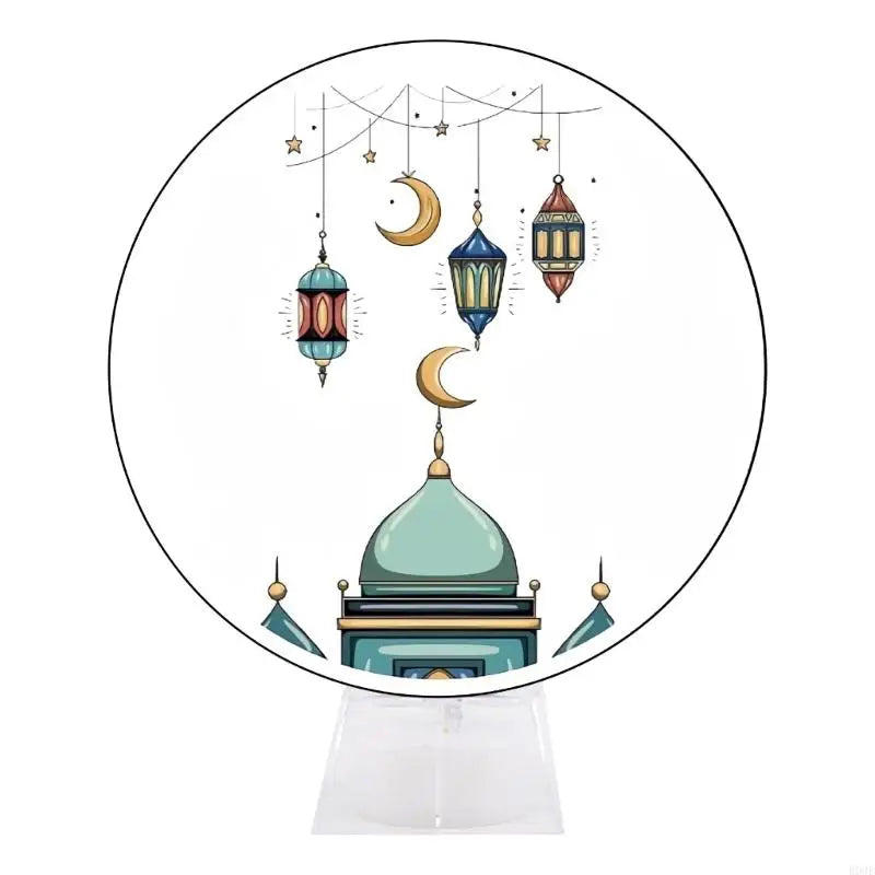 lanterne transparente motif islamique artisanale decorative base plate lune calligraphie arabe festiveintérieurjardin