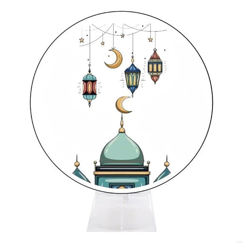 lanterne transparente motif islamique artisanale decorative base plate lune calligraphie arabe festiveintérieurjardin