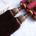 pompons rideau élégants coton plastique bleu rouge rose doré gris tissé brillant opaques